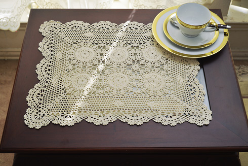 Wheat Color Crochet Placemats. Traditional Size 14x20"